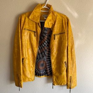Yellow faux leather jacket
